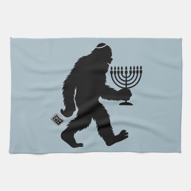 Jewish Bigfoot Hanukkah Chanukah Humour Hilarious  Tea Towel (Horizontal)
