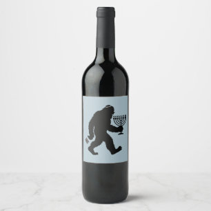Jewish Bigfoot Hanukkah Chanukah Humour Hilarious Wine Label