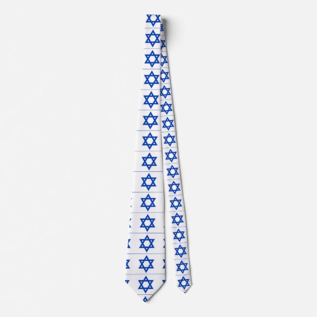 jewish blue star on white tie (Front)