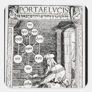 Jewish cabbalist holding a sephiroth square sticker