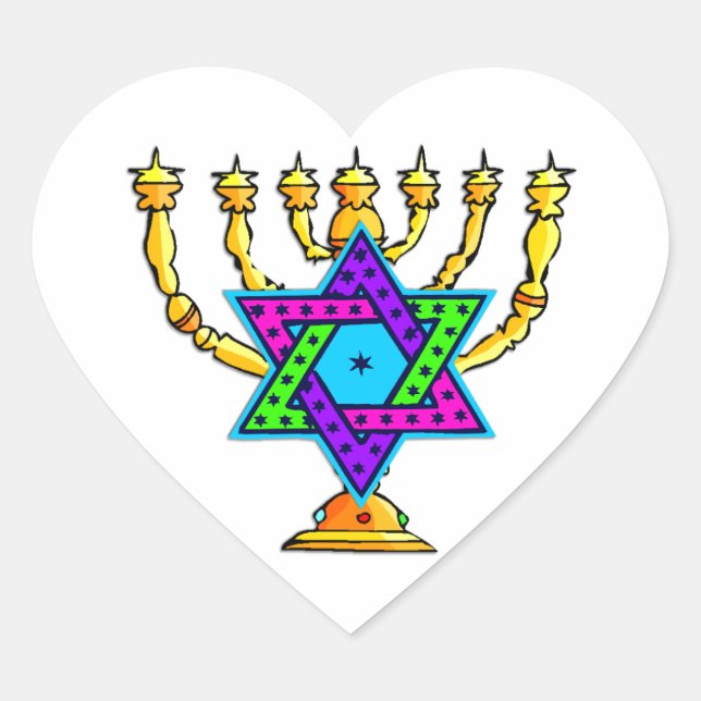 Jewish Candlesticks Heart Sticker (Front)