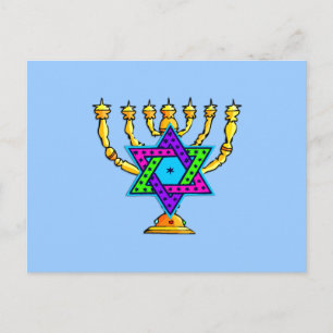 Jewish Candlesticks Postcard