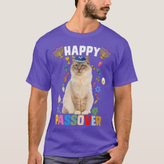 Jewish Cat kippah Happy Passover Matzah Passover H T-Shirt