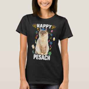 Jewish Cat Kippah Happy Pesach Matzah Passover Hol T-Shirt
