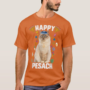 Jewish Cat kippah Happy Pesach Matzah Passover Hol T-Shirt