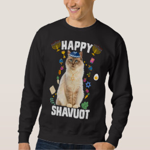 Jewish Cat Kippah Happy Shavuot Matzah Shavuot Hol Sweatshirt