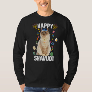 Jewish Cat Kippah Happy Shavuot Matzah Shavuot Hol T-Shirt