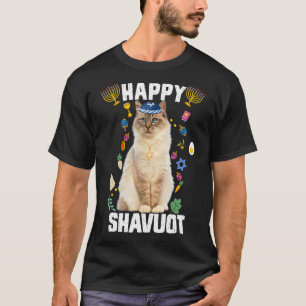 Jewish Cat Kippah Happy Shavuot Matzah Shavuot Hol T-Shirt