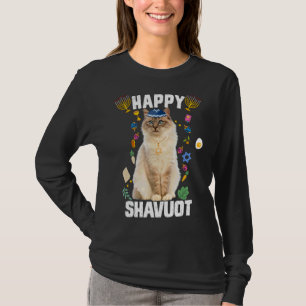 Jewish Cat Kippah Happy Shavuot Matzah Shavuot Hol T-Shirt