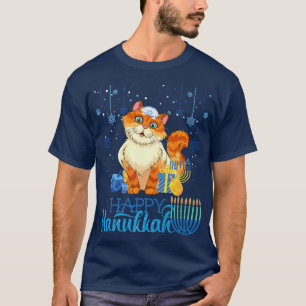 Jewish Cat Menorah Hat Chanukah Hanukkah Meownorah T-Shirt