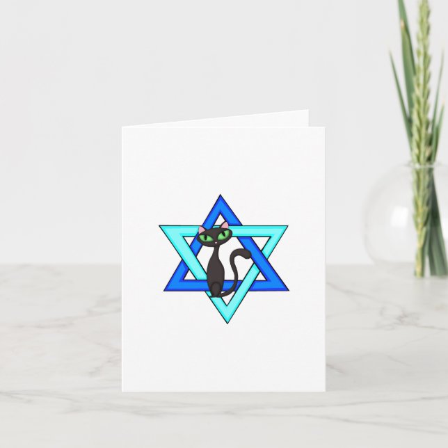 Jewish Cat Stars Holiday Card (Front)
