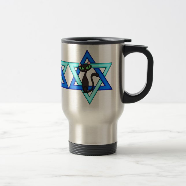 Jewish Cat Stars Travel Mug (Right)