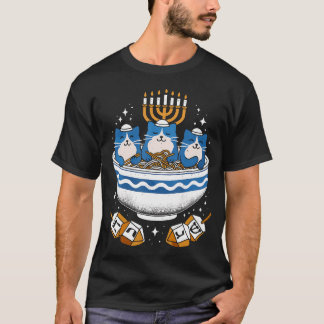 Jewish Cats Ramen Funny Kitten Hanukkah 	s Chanuka T-Shirt