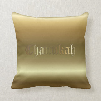 Jewish Chanukah Golden Square Throw Pillow