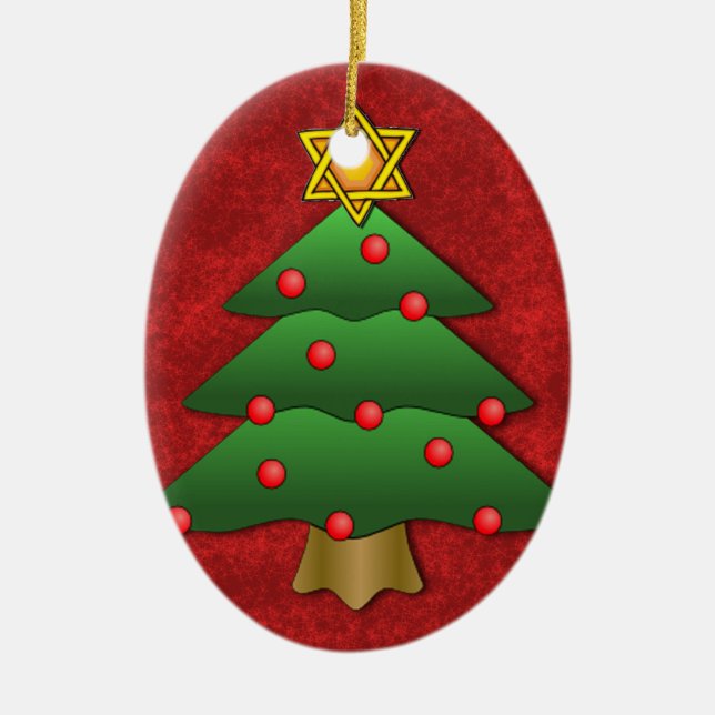 Jewish-Christmas Ceramic Tree Decoration (Front)