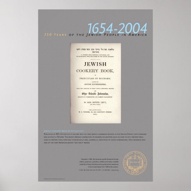 Jewish Cookery Book By Esther Levy Poster (Front)