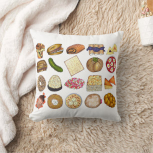 Jewish Cooking Cuisine Holiday Dinner Foods Print Cushion