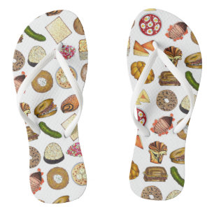 Jewish Cooking Cuisine Holiday Dinner Foods Print Flip Flops
