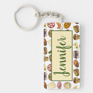 Jewish Cooking Cuisine Holiday Dinner Foods Print Key Ring