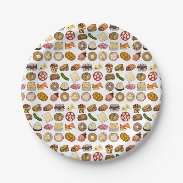 Jewish Cooking Cuisine Holiday Dinner Foods Print Paper Plate (Front)