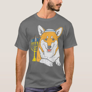 Jewish Corgi Dog Menorah Hanukkah Pyjamas Chanukah T-Shirt