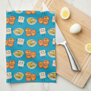 Jewish Cuisine Cartoon Tea Towel