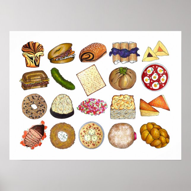 Jewish Cuisine Foods Illustration Kitchen Decor (Front)