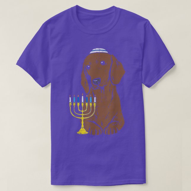 Jewish Dachshund Wiener Dog Hanukkah Pyjamas Chanu T-Shirt (Design Front)