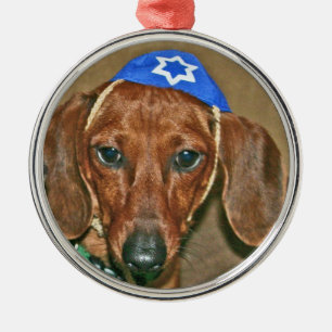 Jewish Doxie Metal Tree Decoration