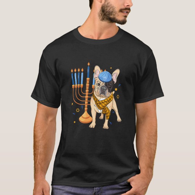 Jewish English Bulldog Dog Hanukkah Pyjamas Chanuk T-Shirt (Front)