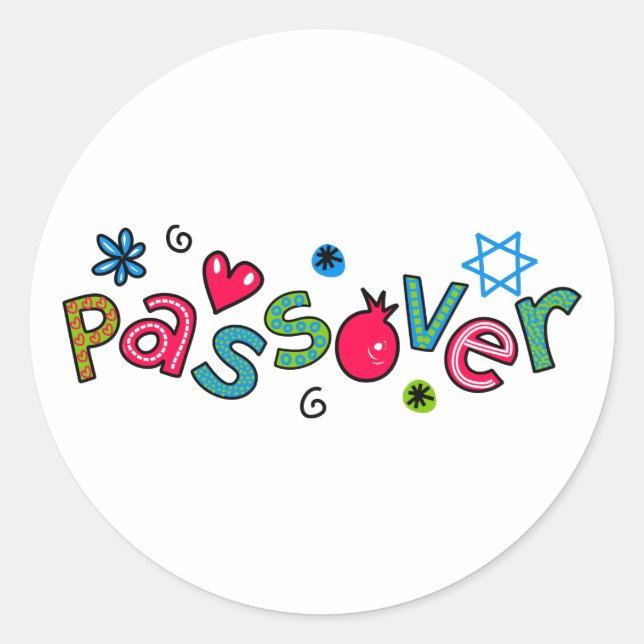 Jewish Festival of Passover Text Greeting Classic Round Sticker (Front)