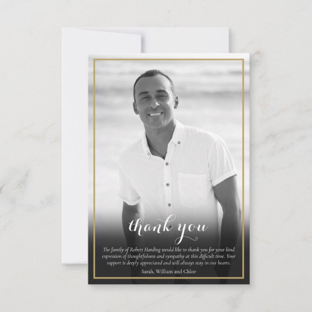 Jewish Funeral Black and White Photo Star Of David Thank You Card (Front)