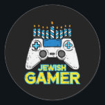 Jewish Gamer Chanukah Video Game Men Boys Kids Tee Classic Round Sticker<br><div class="desc">Jewish Gamer Chanukah Video Game Men Boys Kids Teen</div>