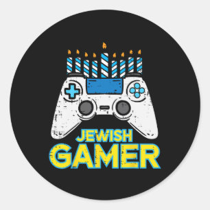 Jewish Gamer Chanukah Video Game Men Boys Kids Tee Classic Round Sticker