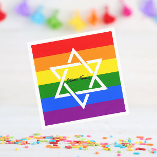 Jewish Gay Rainbow Flag Star of David  Napkin