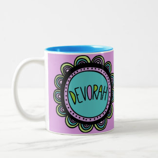 Jewish Gift Coffee Mug-Devorah Two-Tone Coffee Mug