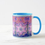 Jewish Gift Coffee Mug-Kabbalah Mug<br><div class="desc">Geometric Star of David with Kabbalistic Motif background in pinks and purples.</div>