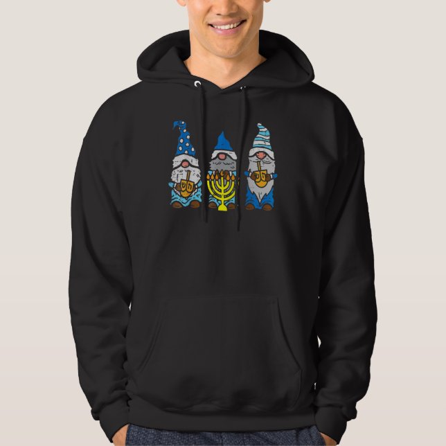 Jewish Gnomes Menorah Hanukkah Pyjamas Chanukah PJ Hoodie (Front)