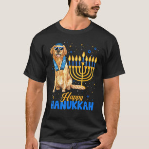 Jewish Golden Retriever Dog Menorah Happy Hanukkah T-Shirt