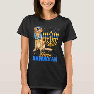 Jewish Golden Retriever Dog Menorah Happy Hanukkah T-Shirt