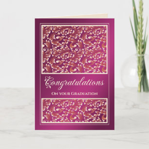 Jewish Graduation Congratulations Damask Pink Card