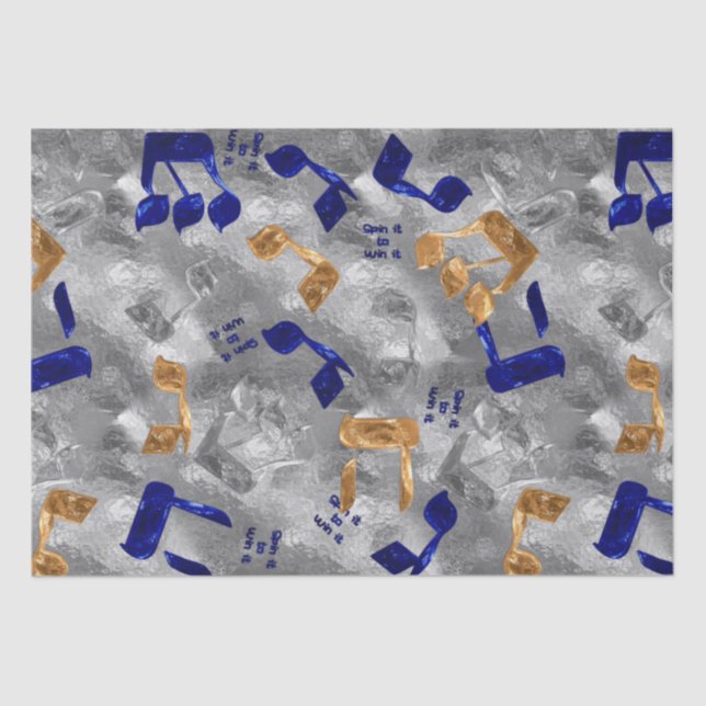 Jewish-Hammered-Dreidel-Letters-Tissue Paper (Front)