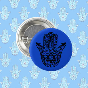 Jewish Hamsa with Star of David 3 Cm Round Badge
