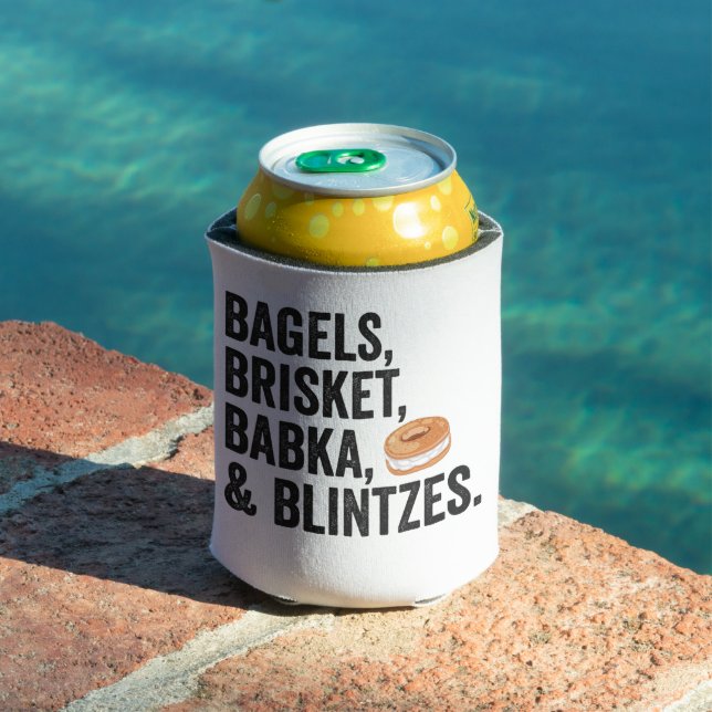 Jewish Hanukkah Bagels Brisket Bakka Blintzes Gift Can Cooler (In Situ Pool)
