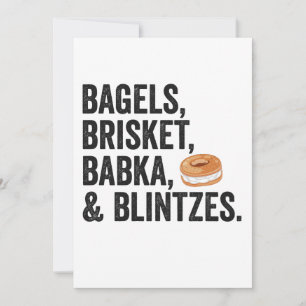 Jewish Hanukkah Bagels Brisket Bakka Blintzes Gift Invitation