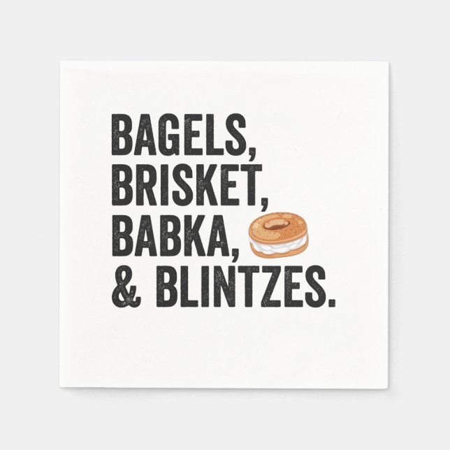 Jewish Hanukkah Bagels Brisket Bakka Blintzes Gift Napkin (Front)