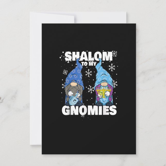 Jewish Hanukkah Menorah Dreidel Gnome Shalom To My Invitation (Front)