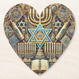 Jewish heart shaped coaster