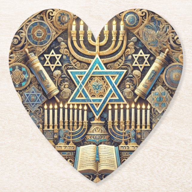 Jewish heart shaped coaster (Front)