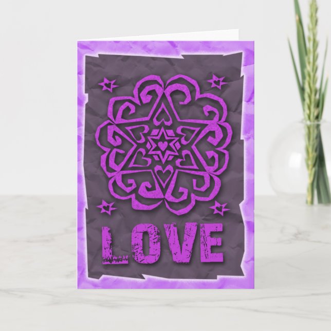 Jewish: Hearts and Star of David Mandala Love Card (Front)